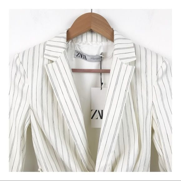 Zara NWT Cropped Striped Blazer Top Size XS