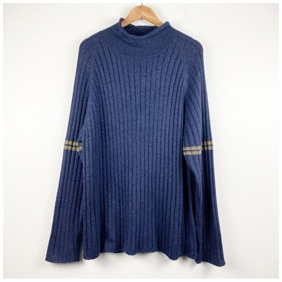 Bugle Boy Vintage Y2K Blue Mock Neck Sweater Size XL