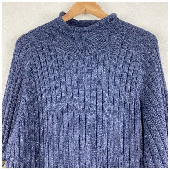Bugle Boy Vintage Y2K Blue Mock Neck Sweater Size XL