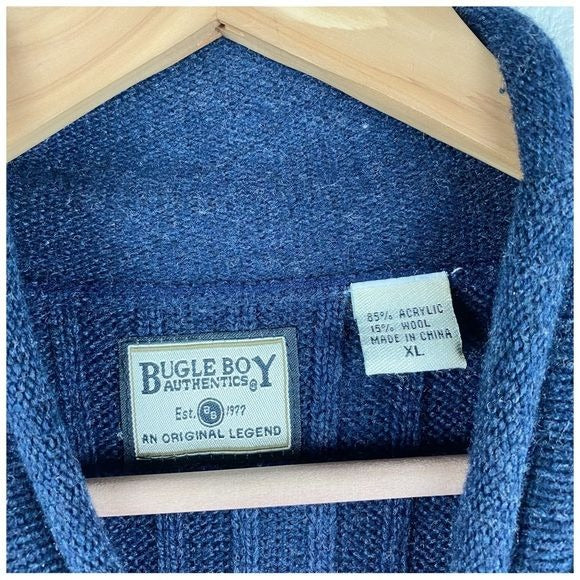 Bugle Boy Vintage Y2K Blue Mock Neck Sweater Size XL