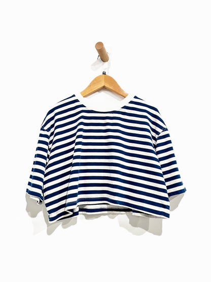 Zara Blue and White Stripe Crop Top - Large