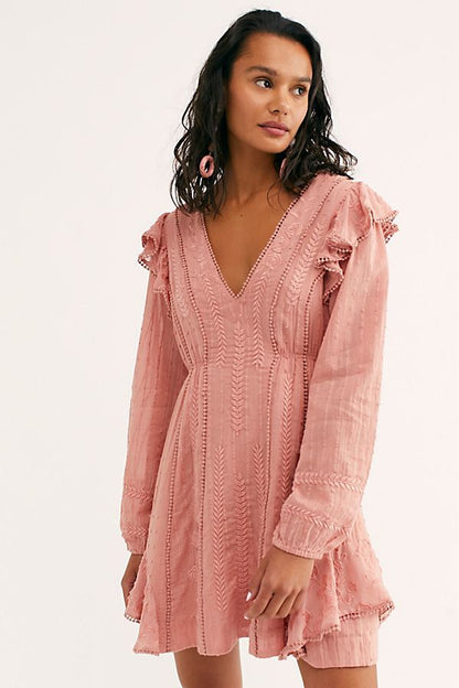Free People Isabella Mini Dress in Rose - 4