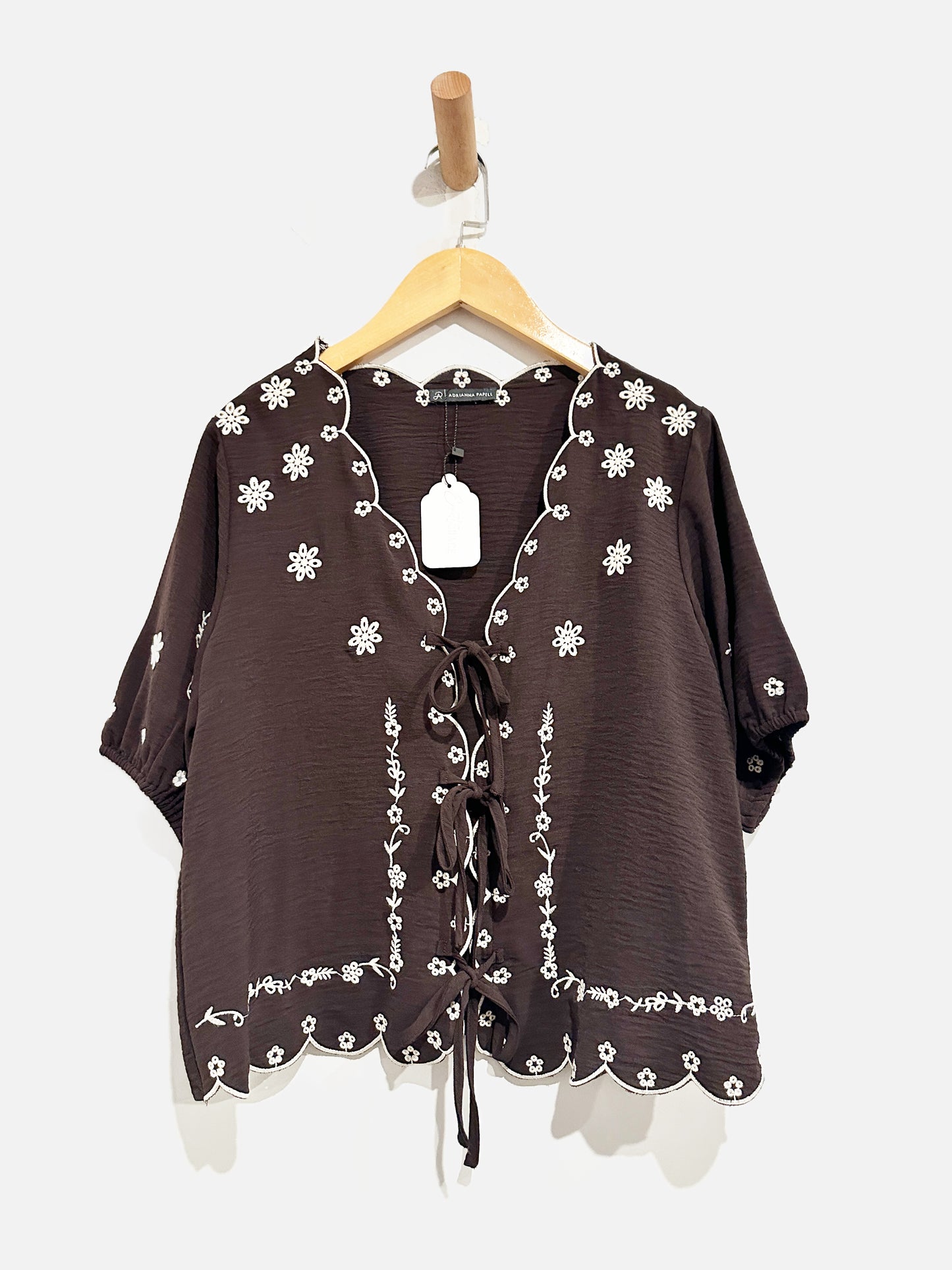 Adrianna Papell Brown Embroidered Vest
