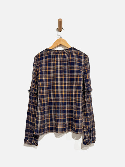 Madewell Navy Plaid Blouse - XS