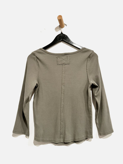 Free People Green Ribbed Layering Tee- Large