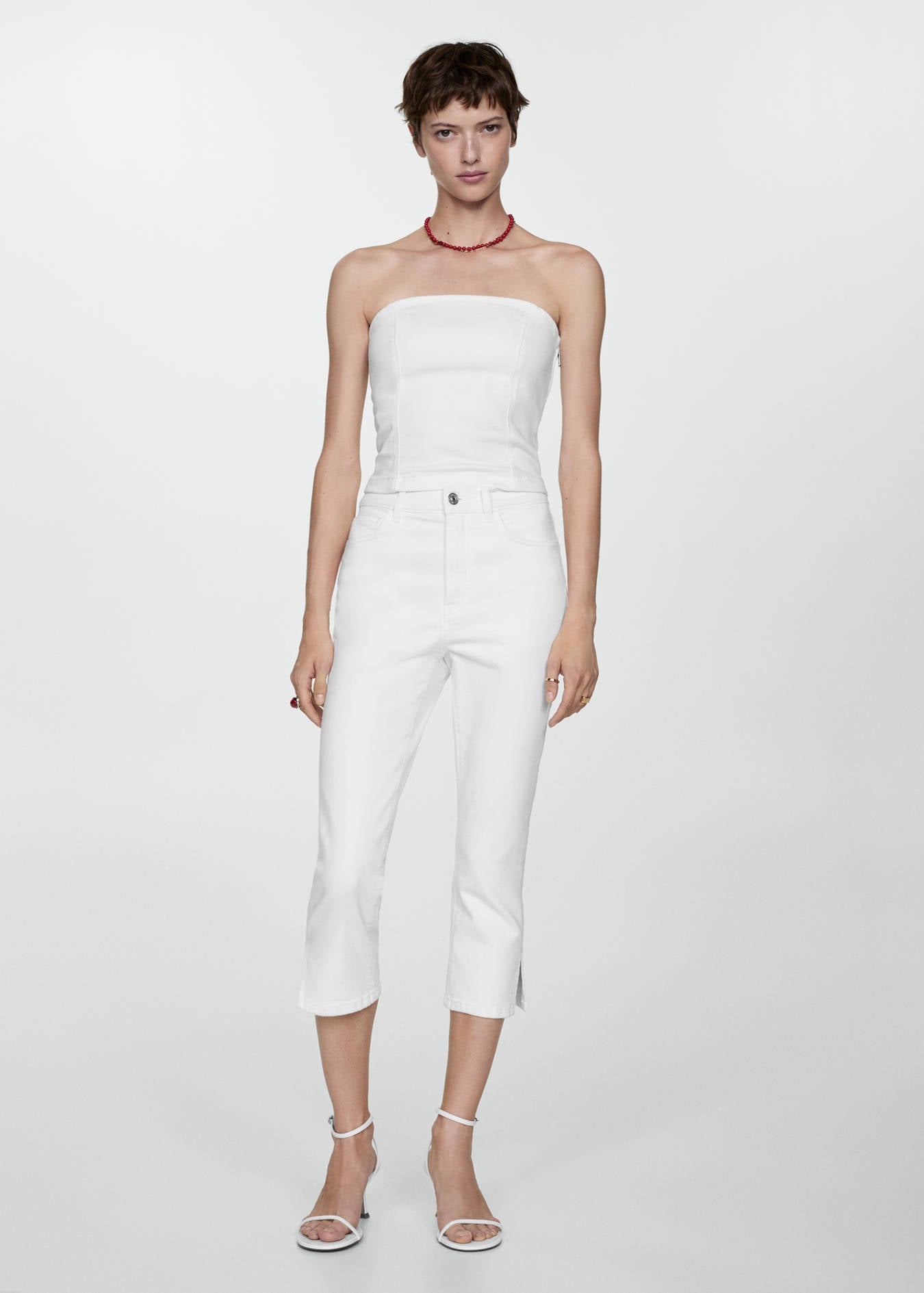 MNG White Denim Tube Top - XL