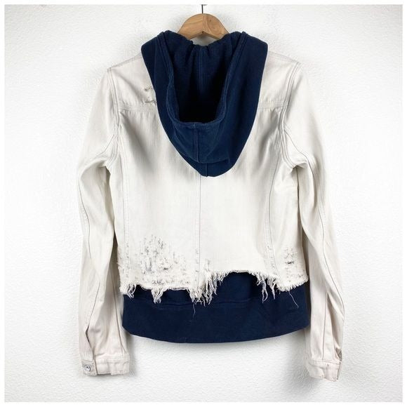 Free People Bleached Distressed Denim Jacket Size Medium