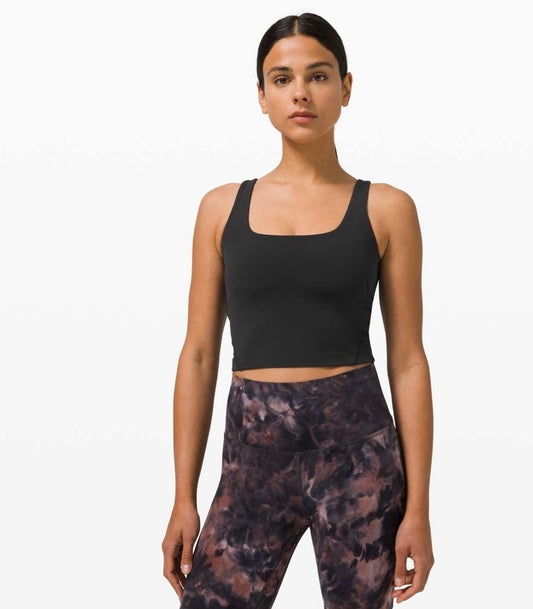 Lululemon Nulu Fold Tight Crop Yoga Tank Top in Black- 8