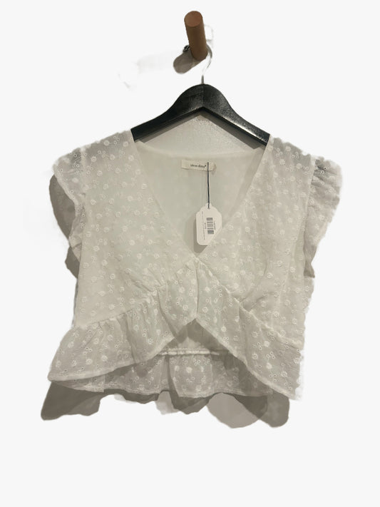 Idem Ditto White Eyelet Flutter Sleeve Blouse - Large