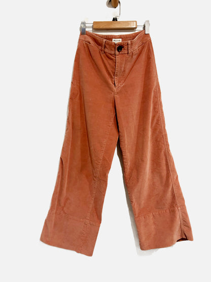 Madewell Pink Velvet Wide Leg Pants - 25