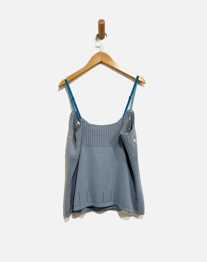 Easel Y2K Blue Embroidered Tank - Large