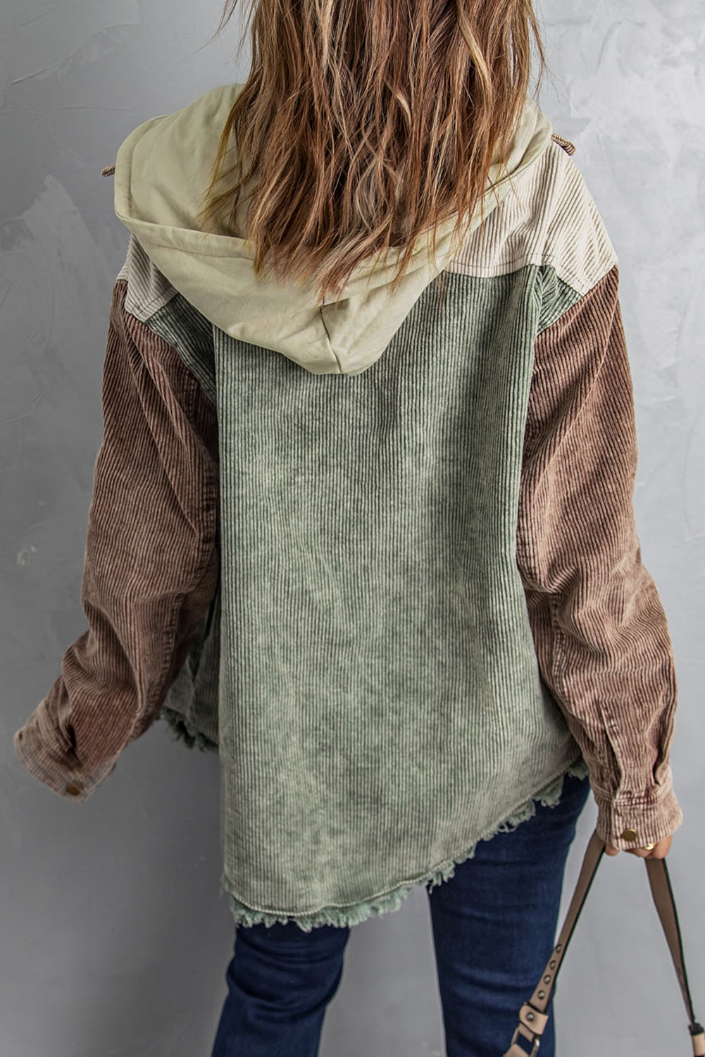 Colorblock Corduroy Hoodie - Large
