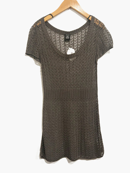 Babystyle Y2K Grey Open Knit Tunic - Large