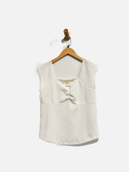 Anthropologie Maeve White Ribbed Sleeveless Top - Small