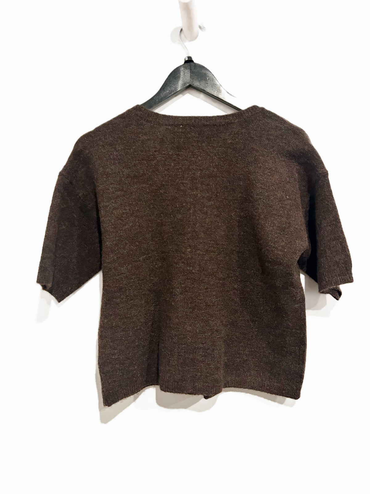 Cece Brown Short Sleeve Cardigan - Small