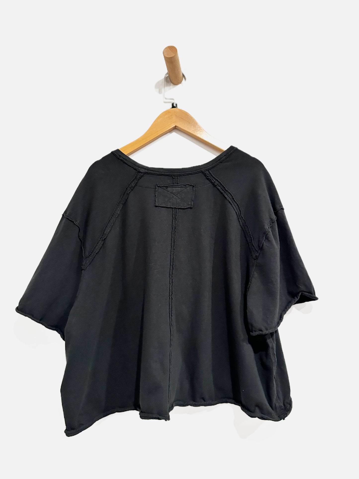 Free People Up North Black Boxy Tee - Large