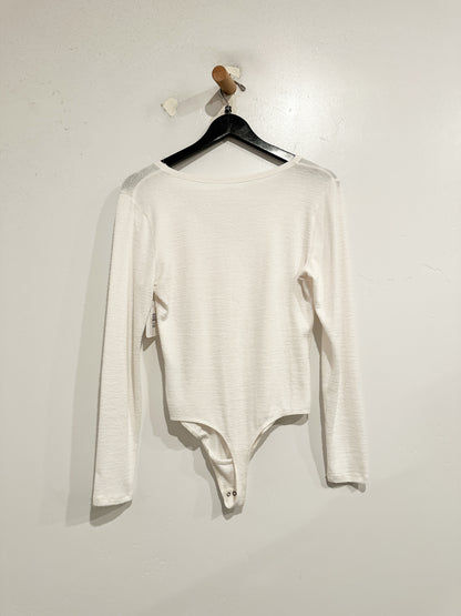 Abercrombie & Fitch White Henley Bodysuit - Medium