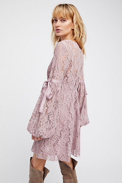 Free People Ruby Lace Mini Dress in Lilac - Medium