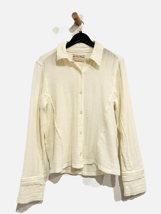 Free People Butter Yellow Button Down Blouse - Large