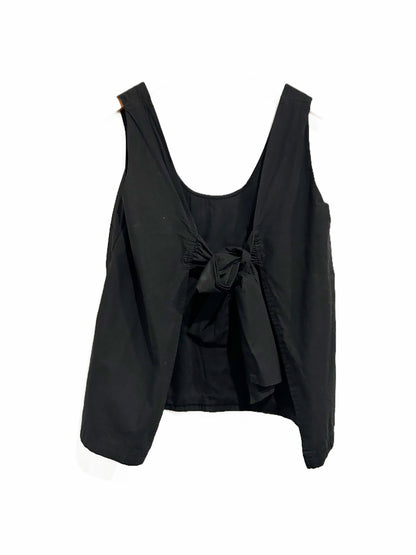 Anthropologie Maeve Black Sleeveless Tie Back Poplin Top - Small