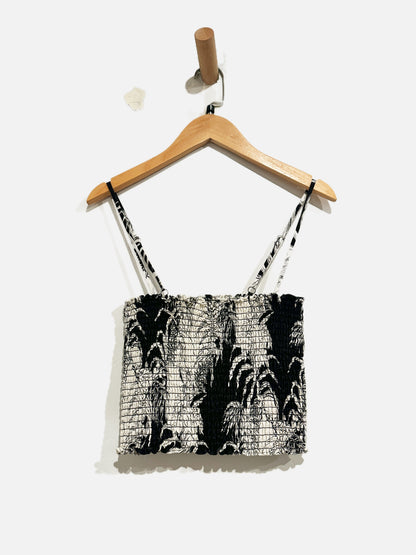Reformation Black & White Linen Smocked Tank - Small