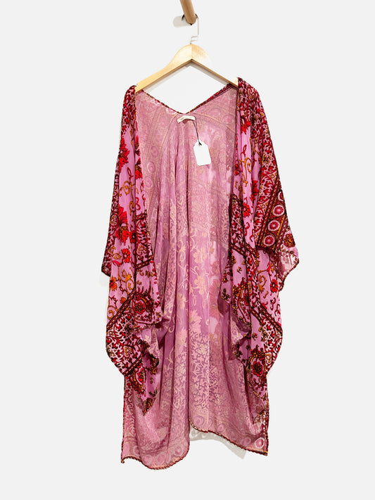 Urban Outfitters Purple/Red Velvet Kimono - 0S