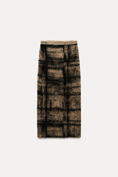 Zara Brown Knit Midi Skirt - Medium