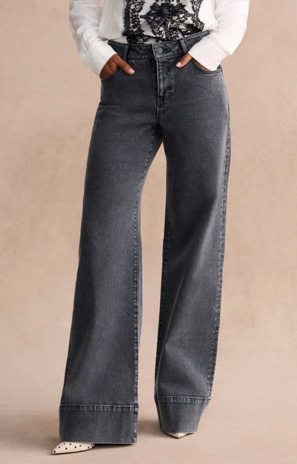 Cabi Lennox Faded Black Wide Leg Jean - 4