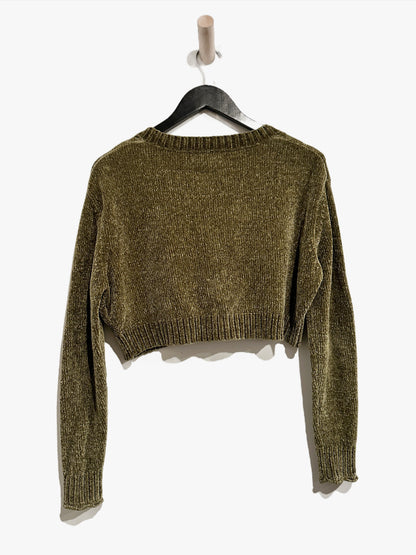 Urban Outfitters Maura Cropped Cardigan in Green - Small