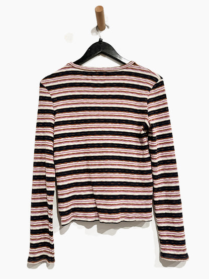 Madewell Button-Sleeve Tee in Elsie Stripe - Medium