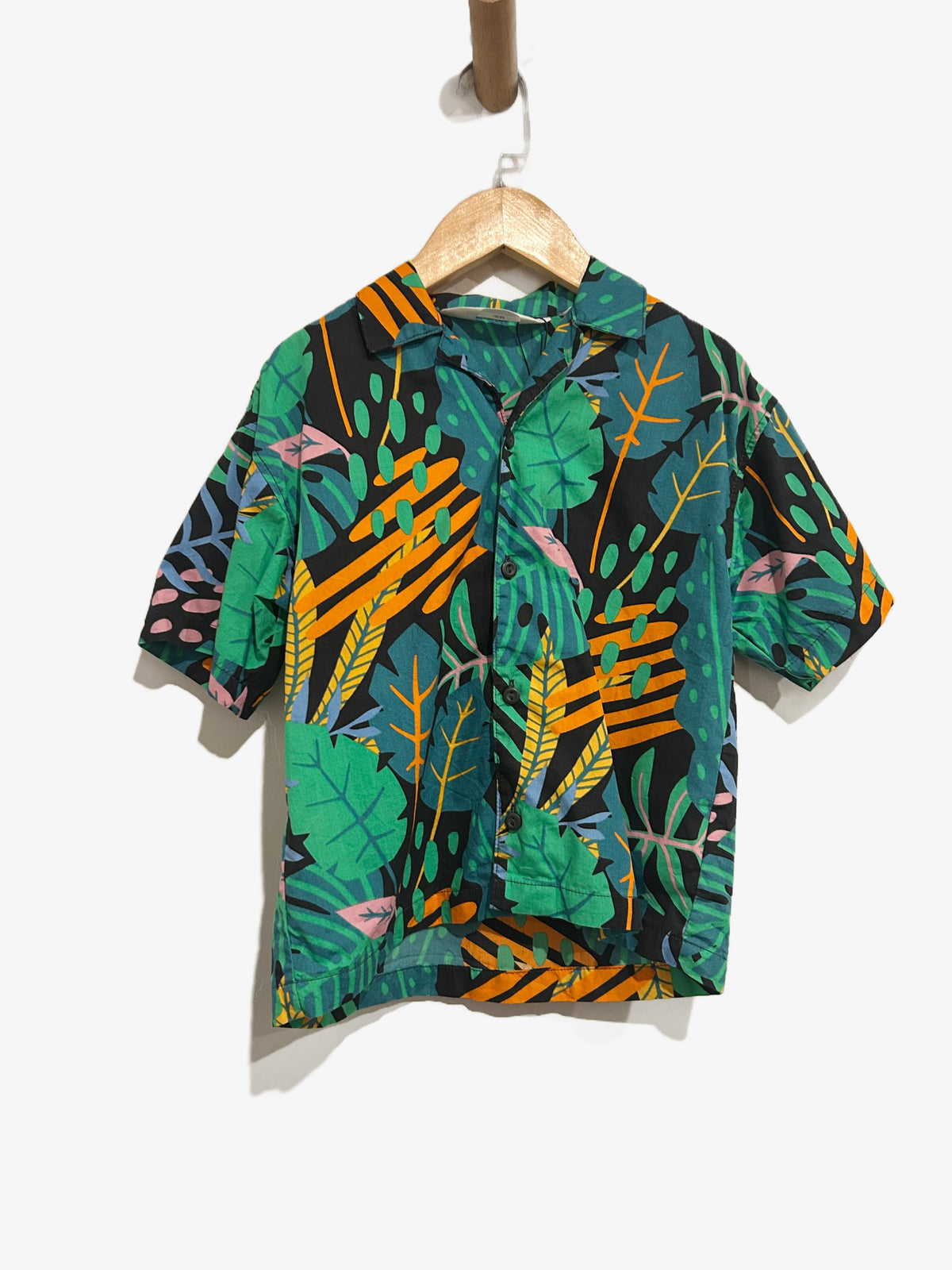 H&M Black Colorful Leaf Button Down - 4-5T
