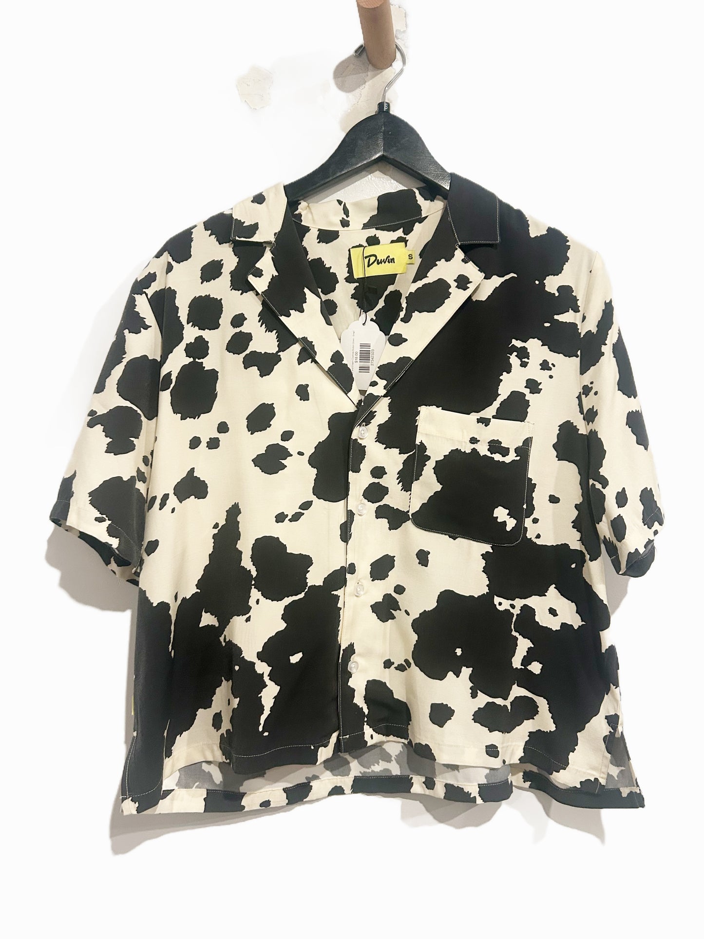 Duvin Black and Cream Cowhide Button Down - Small