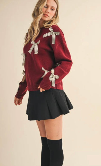 Oliver Red Bow Sweater - Large