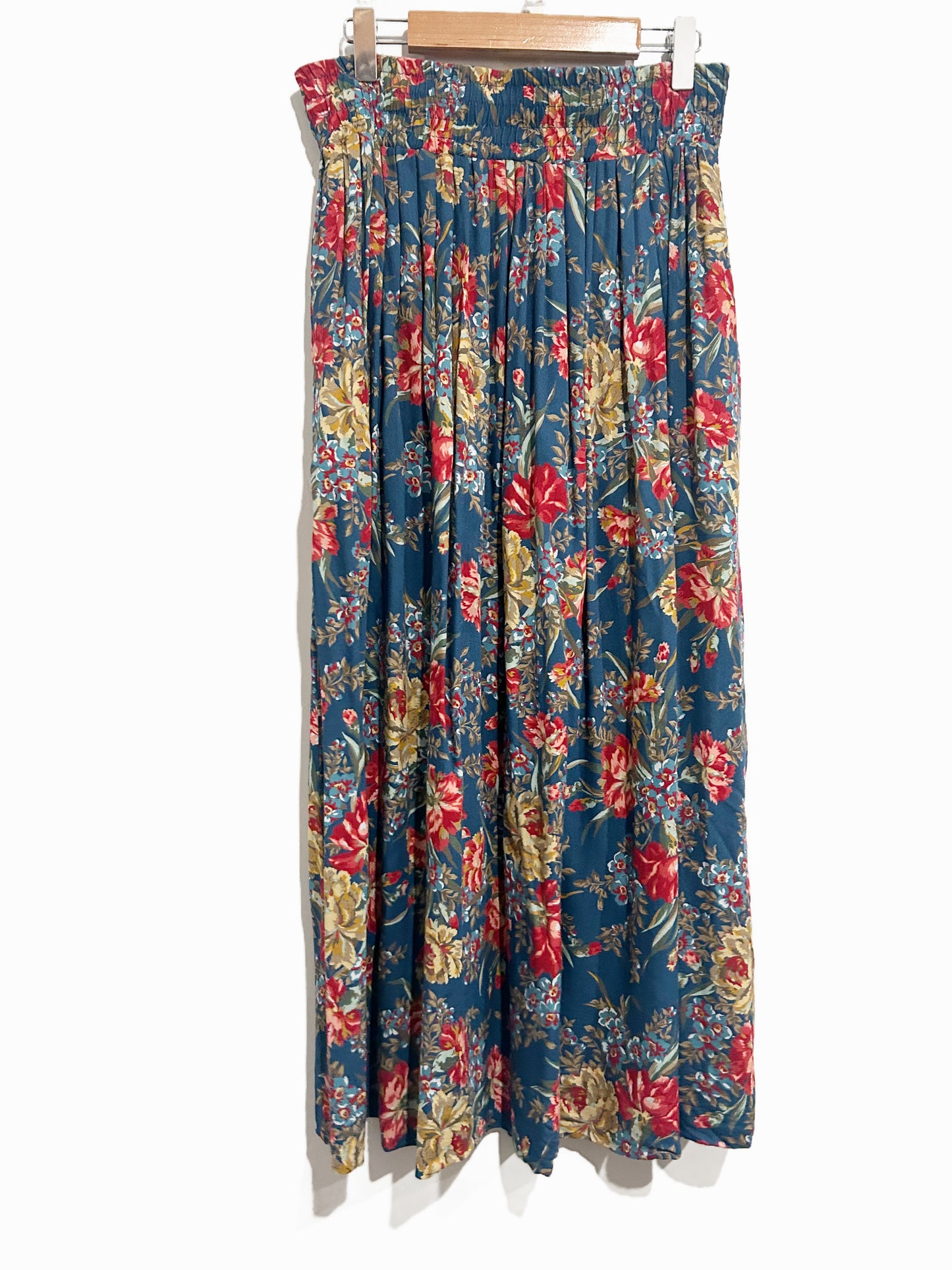 Susan Bristol Vintage Blue Floral Maxi Skirt - 8