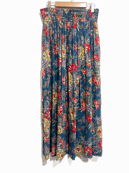 Susan Bristol Vintage Blue Floral Maxi Skirt - 8
