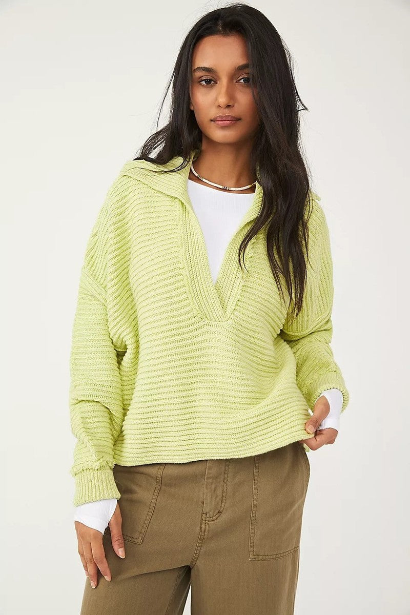 Free People Marlie Pullover Sweater in Acid Lime - XS