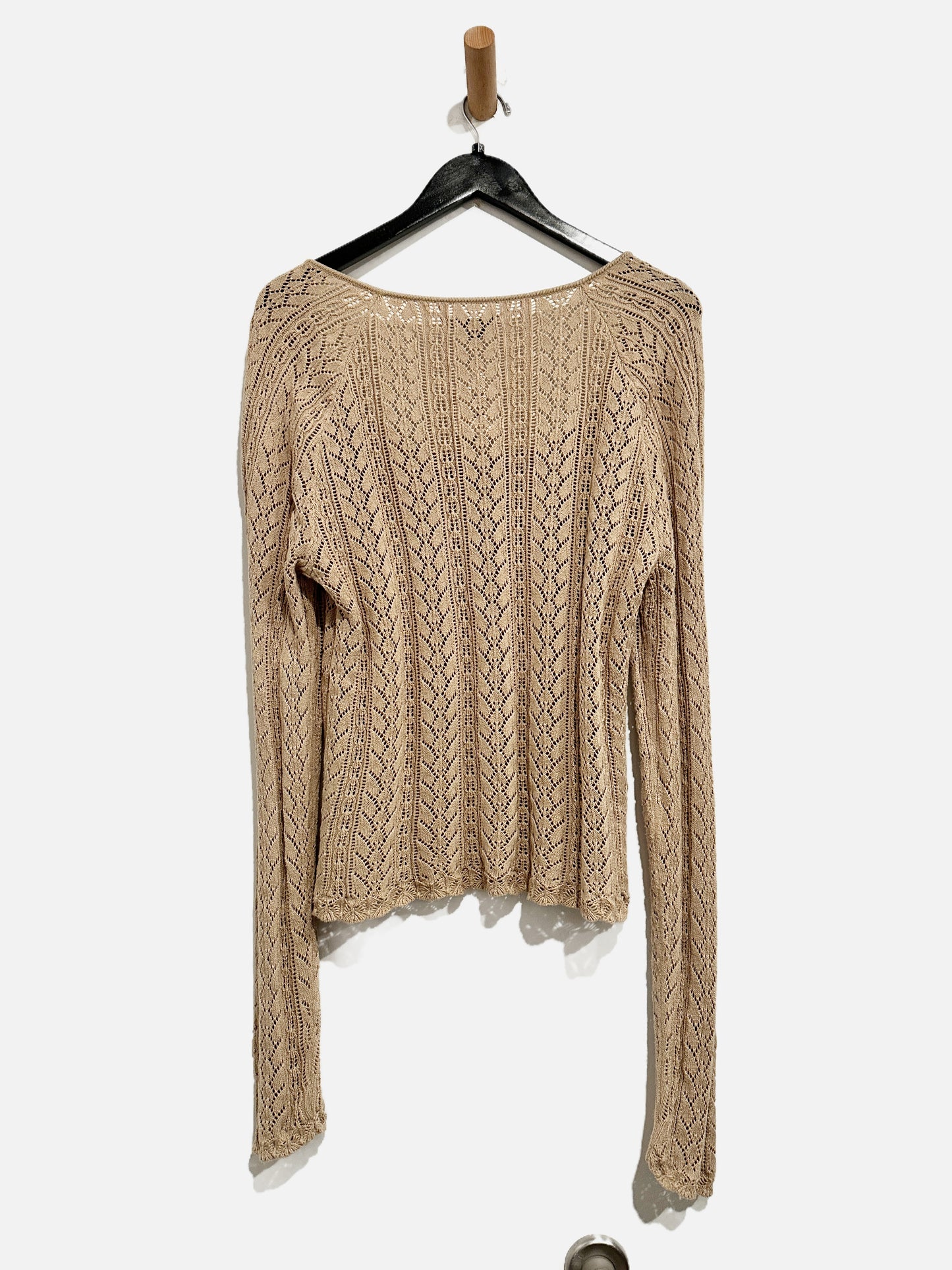 American Eagle Brown Crochet LS Top - XL