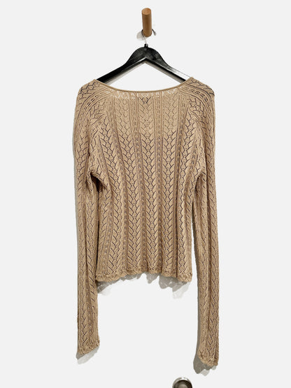 American Eagle Brown Crochet LS Top - XL