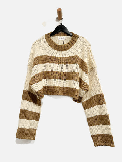 Carly Jean Cream Stripe Sweater - XL