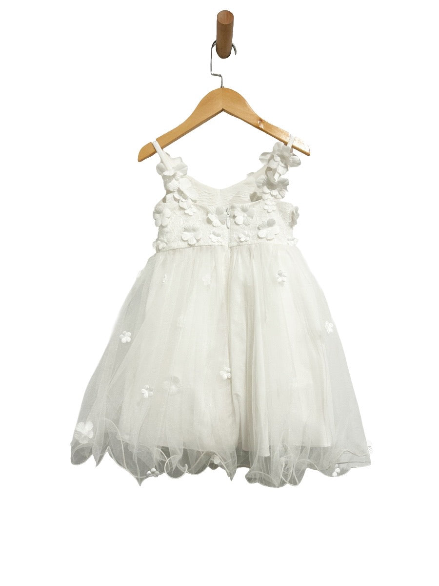 Azazie White Flower Tulle Dress - 4T