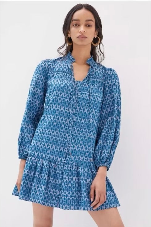 Anthropologie Calanthe Mini Shirtdress in Blue Motif - XS