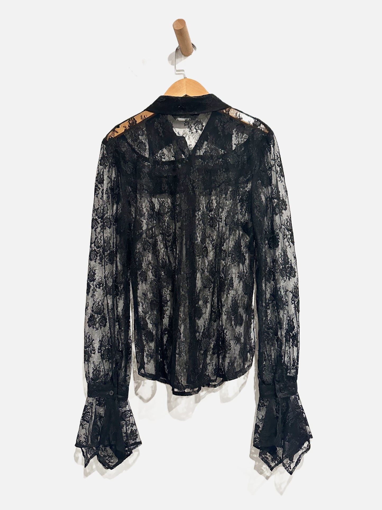 Express Y2K Black Lace Long Sleeve Blouse