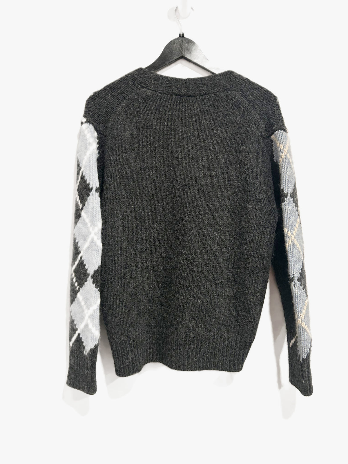 Zara Gray Wool Argyle Cardigan - Small