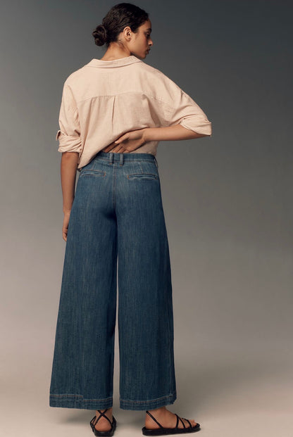 Anthropologie Pilcro Seamed Flounce High-Rise Wide-Leg Jeans - 30