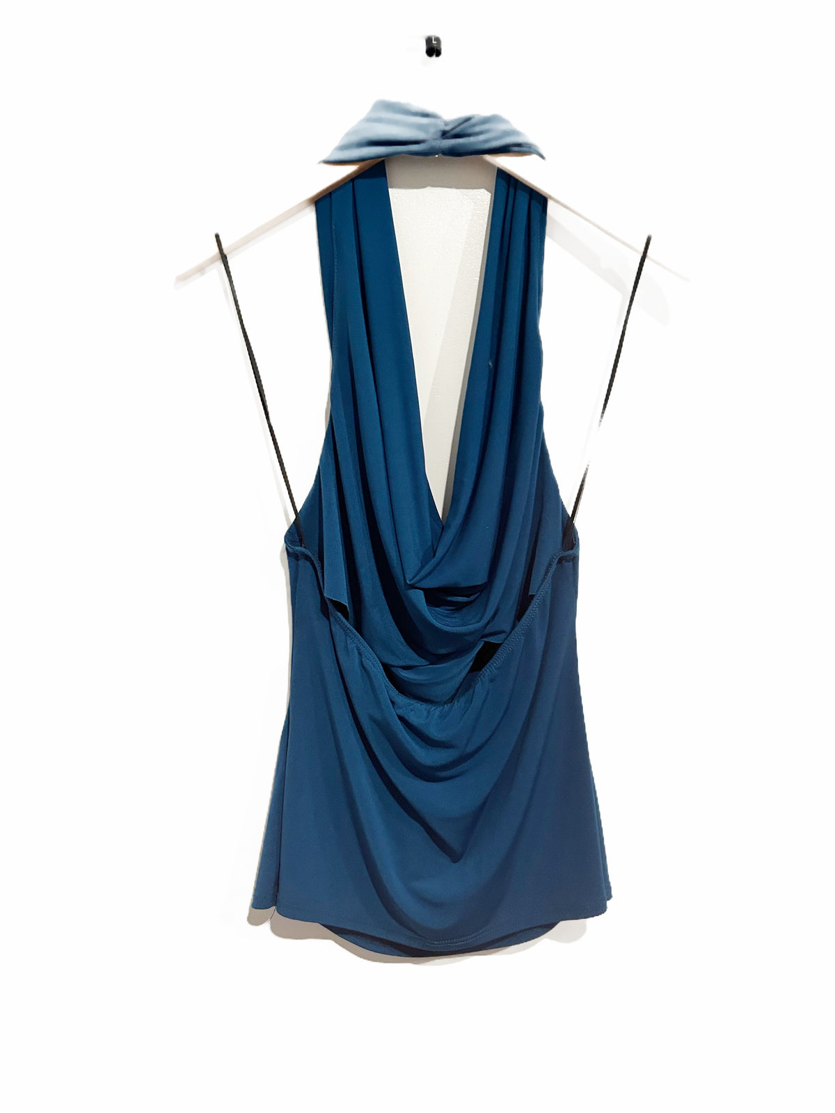 Silence + Noise Coyote Cowl Halter Top in Blue - Large