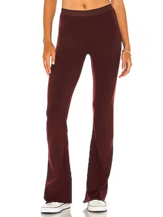Indah Body Maroon Flare Knit Pants - 1