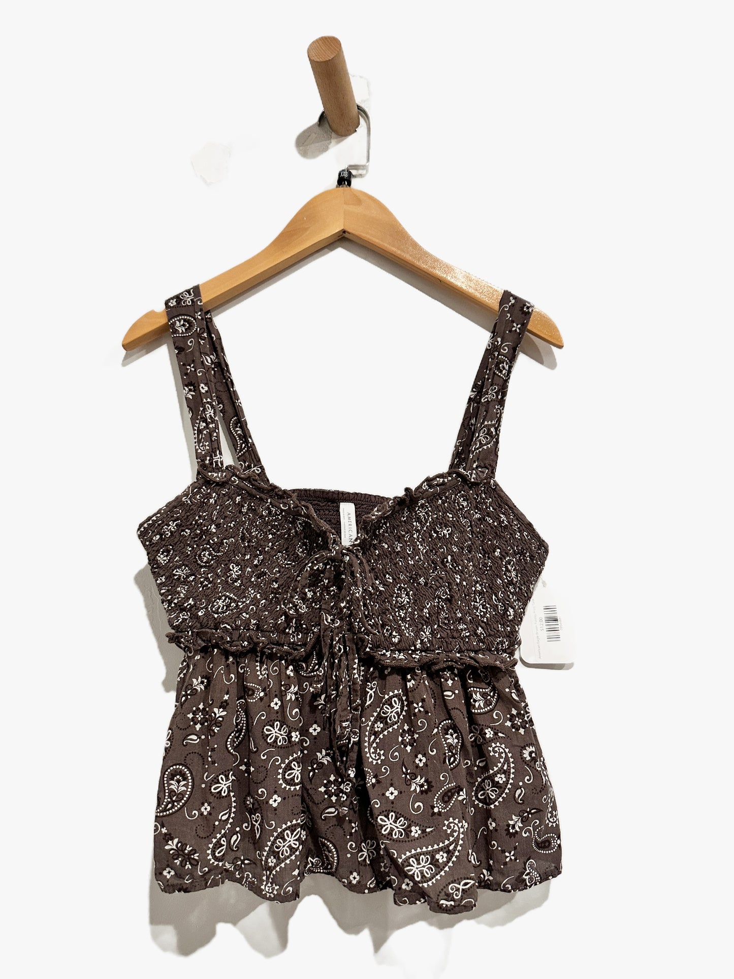 American Eagle Brown Paisley Print Tank - XXS
