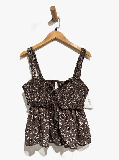 American Eagle Brown Paisley Print Tank - XXS