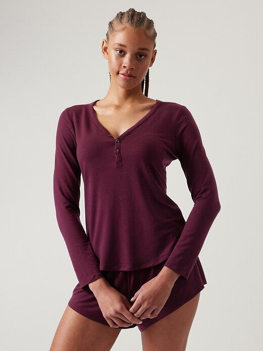 Athleta NWT Nighttime Bliss Sleep Top in Deep Burgundy - Large