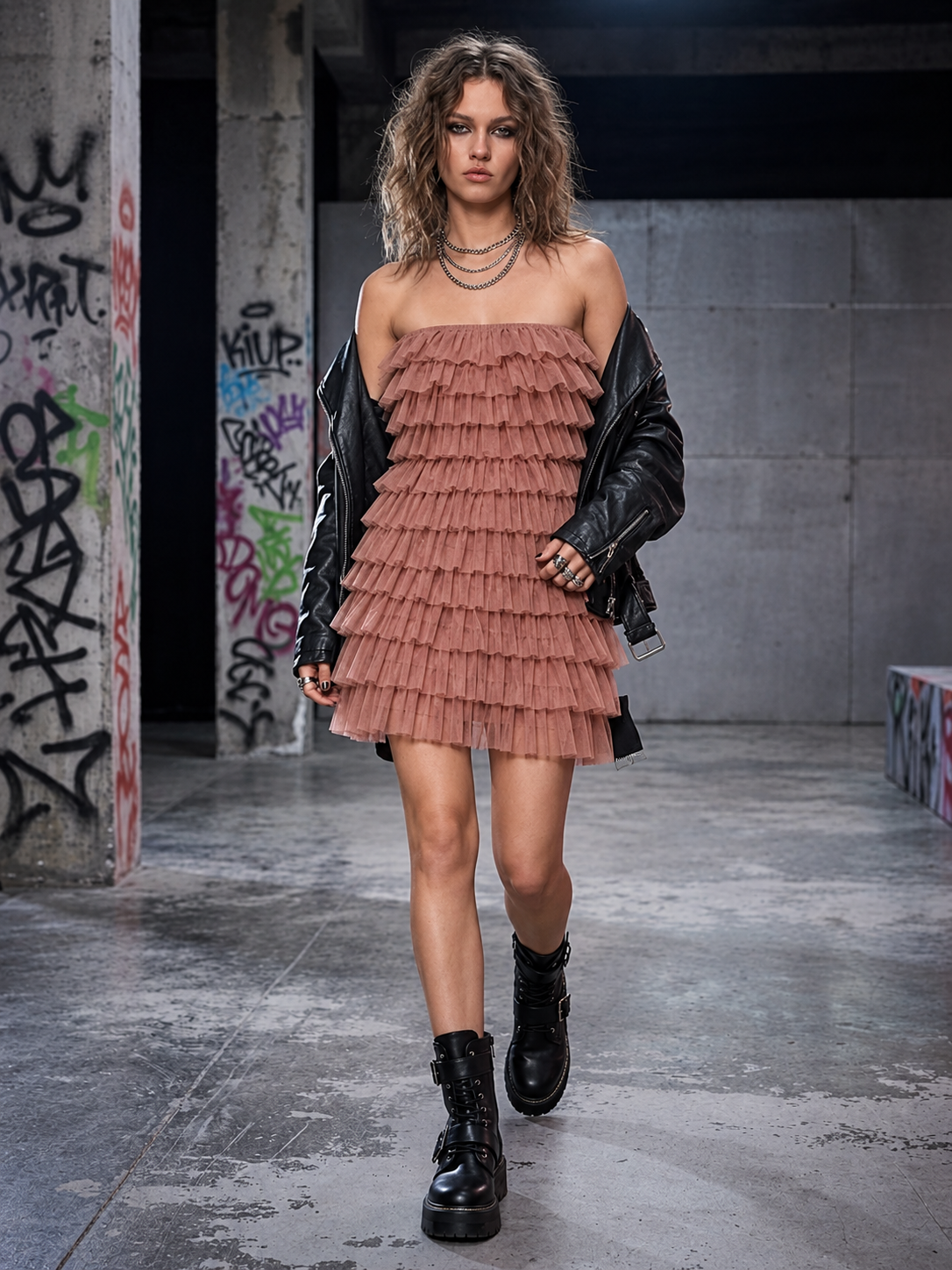Nasty Gal Tulle Bandeau Mini Dress in Mink - 6